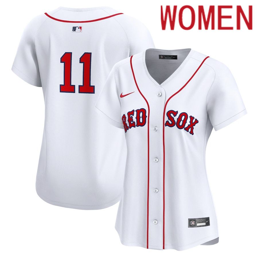 Women Boston Red Sox 11 Rafael Devers Nike White Home Limited Player MLB Jersey